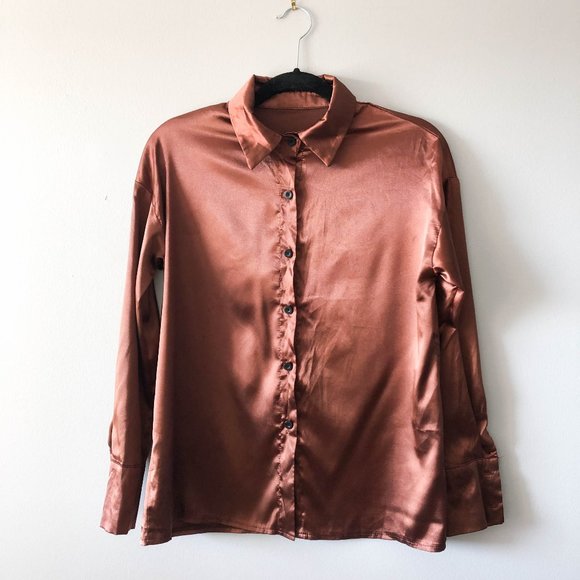 Satin Botton up Shirt - Picture 1 of 3